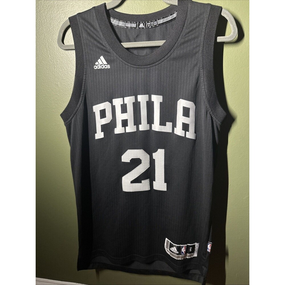 Adidas Philadelphia 76ers Joel Embiid 21 Black Men Jersey Size Small - Sixers